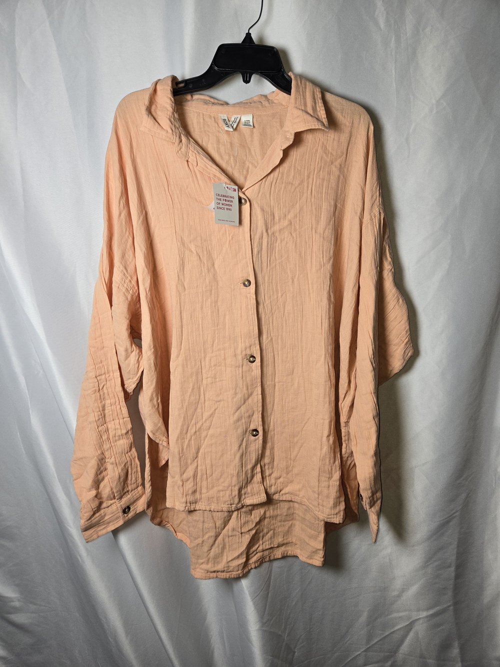 Roxy Peach Button-Down Oversized Women's Shirt